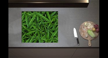 Inductieplaat Beschermer - Bovenaanzicht van Cannabis Planten - 60x52 cm - 2 mm Dik - Inductie Beschermer - Bescherming Inductiekookplaat - Kookplaat Beschermer van Wit Vinyl