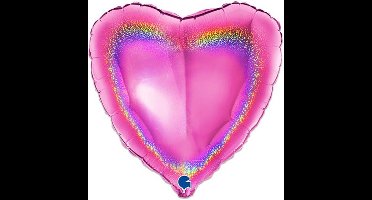 Folieballon hart glitter fuchsia (46cm)