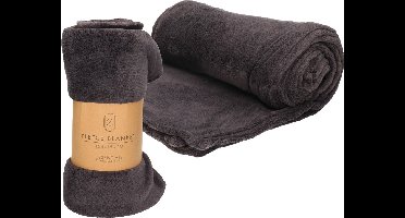 Fleece dekens/plaids - 2x - antraciet - 125 x 150 cm