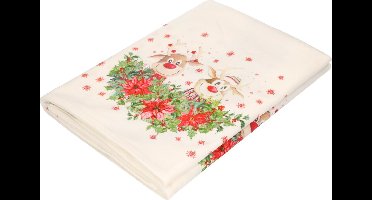 Kerst tafelkleed/tafellaken - met rendieren print - 140 x 250 cm - polyester