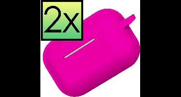 Hoes - 2 Stuks - Geschikt voor Apple Airpods Pro - Siliconen Hoesje met Clip - Silicone Case Cover - Donkerroze