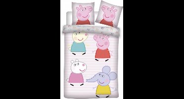 Peppa Pig peuterdekbedovertrek George Emily en Suzy 100 x 135 cm - Katoen