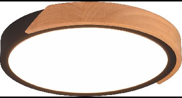 Reality - LED Plafondlamp - Plafondverlichting - 20W - Warm Wit 3000K - Dimbaar - Rond - Zwart - Kunststof