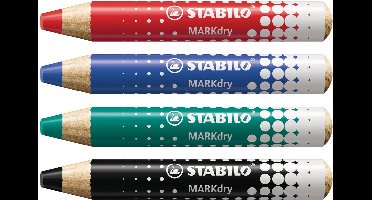 Whiteboardpotlood STABILO MARKdry 648/4 |+ slijper-microvezel ass 4st | 10 stuks