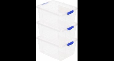 Plasticforte Opbergbox met deksel - 5x - 1 liter - transparant - kunststof - opbergkist