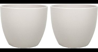 4x bloempot in kleur mat taupe keramiek voor kamerplant h13.5 x d15.5 cm- plantenpotten binnen