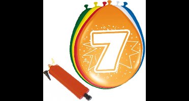 Folat - Verjaardag ballonnen pakket 7 jaar - 32x stuks met ballonpomp
