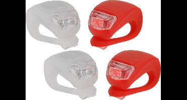 XQMax Fietsverlichting/lampjes - 4x stuks - LED - siliconen - voor en achter licht