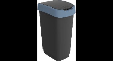 Rotho Twist - afvalbak - kunststof - 50 Liter - Blauw met zwart