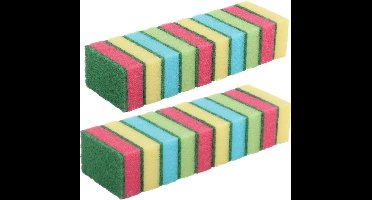 Schuursponsjes - huishoudsponsjes - 9 cm - 80x stuks - gekleurd