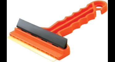 IJskrabber / autoraam krabber - rood - kunststof - met hard blad - rubberen trekker - 9 x 16 cm - ruiten - sneeuw en ijsvrij maken