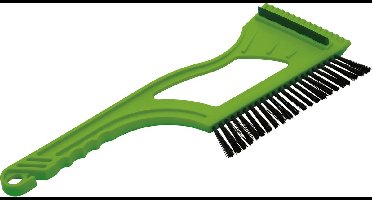 Prosperplast IJskrabber 2 in 1 - met rubberen trekker en borstel - raamkrabber - groen - kunststof - 12 x 40 cm - Ruitenkrabber