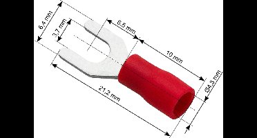 Vork kabelschoen 100 stuks - Rood 3,7-6.4 mm - Gat diameter 4,3 mm - M3