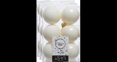 Decoris kerstballen - 36x st - wol creme wit - D6 cm - kunststof - mat/glans - kerstversiering