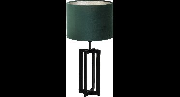 Light & Living Tafellamp Mace/Velours - Zwart/Dutch Green - Ø30x56cm - Tafellamp met kap