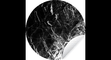 WallCircle - Muurstickers - Behangcirkel - Marmer - Zwart - Wit - Klassiek - ⌀ 30 cm - Muurcirkel - Zelfklevend - Ronde Behangsticker