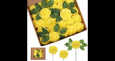 Bloemen- kunstbloemen- Rozen- kunstplanten voor binnen- kunstplant- Nepbloemen - 25 bloemen