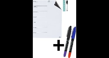 DESQ® Weekplanner - 40 x 30 cm - A3 + 2 stiften| 5 magneten| Whiteboard marker | Magnetisch | Droog uitwisbaar | Nederlands