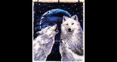 Vervaco - Knooptapijt kit - Huilende wolven - PN-0179796 - Borduren - Borduurpakket - Borduurpakket volwassenen - Borduurpakket kind