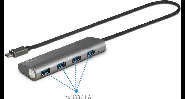 Renkforce RF-3374944 USB-hub 4 poorten USB-A USB 3.2 Gen1 5 GBit/s Met aluminium behuizing Zilver