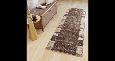 Tapiso Sari Tapijt Loper Bruin Woonkamer Rug Vloerkleed Maat- 80x300