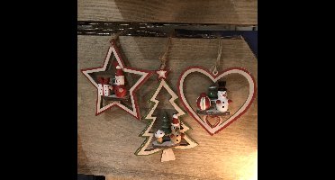 Kerstboom hangertjes - verschillende motieven -STER - HART - Kerstboom - KERST versiering - 6 STUKS