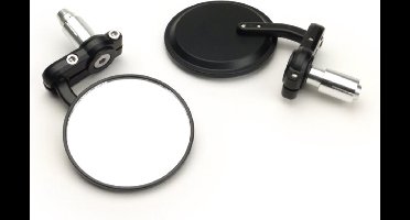 Bar End Spiegel Set CNC Ø=80mm - Zwart - Motor - Scooter - Stuurspiegel