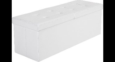 Cluny Bank - Bank met klapdeksel 110 cm - Opvouwbare kruk - bank met 120 L opbergruimte - belastbaar tot 300 kg - imitatieleer - Wit