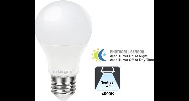 Integral LED - E27 LED lamp - 8 watt - 806 lumen - 4000K - Dag/nacht sensor - niet dimbaar