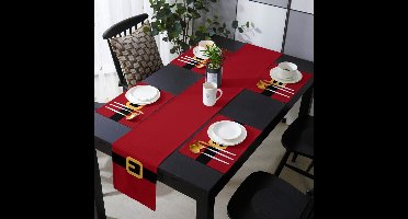 Kerst Tafelloper – Tafeldecoratie / Tafelversiering – Tafelrunner met placements - Kerst Tafellaken - Tafelzeil - Table Runner - 4/8/12 persoons - Kerstman