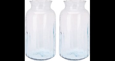 Excellent Houseware bloemenvaas - 2x stuks - glas - transparant - bloemen en siertakken vaas - 19 x 30 cm - boeketten