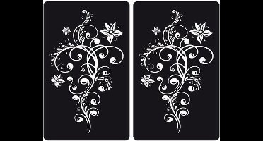 HHI Afdekkookplaten - Set Van 2 - Zwart Met Wit Motief - 52 x 30 cm