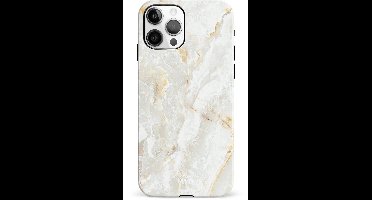 xoxo Wildhearts Marble Off Whites - Double Layer - Hoesje geschikt voor iPhone 12 Pro Max hoesje - Marmer hoesje - Shockproof base - Beschermhoesje geschikt voor iPhone 12 Pro Max case - Gebroken wit