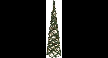 Gerimport Kerstverlichting kegel - 60 LEDs - groen - 78 cm - warm wit