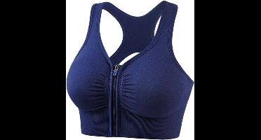 Sportbeha met voorsluiting - Blauw - Small - Let op! Valt klein, bestel minimaal een maat groter.