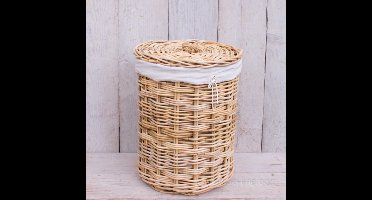 Migo Styling - Wasmand rond - Met binnenzak - Met deksel - Riet - Rotan - Naturel - Dia36xH50 cm