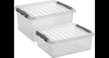Sunware opbergboxen set - 2x stuks - in 25L en 36L - kunststof - met deksel