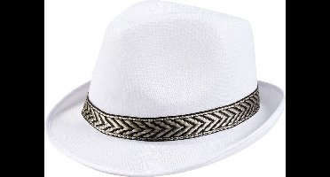 Boland - Hoed Funky wit Wit - 59 - Volwassenen - Unisex - 20's - Roaring Twenties