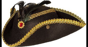 Boland - Hoed Admiraal Ruby Zwart - 58 - Volwassenen - Vrouwen - Piraten