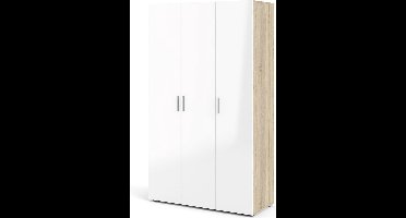 Giga Living Kledingkast Pepe - Naturel/Wit Hoogglans - 118x52x201cm