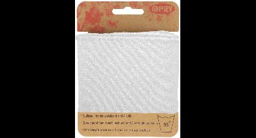 OPRY WIT-GRIJS BOORD EN MANCHETTEN ELASTISCH 6,5CM - 1,1M, PER STUK.