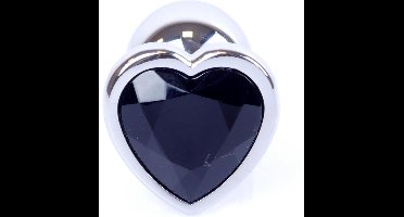 Power Escorts - Anale plug - Met super Romantische Hartjes design - Zilver met Zwarte Steen - Goed Formaat 7 cm lengte - Dia 2.3 cm - Super opwindend - Gemakkelijk gebruikbaar - Handige verpakking - Anal plug