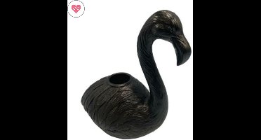 Housevitamin kaarsenhouder /  kandelaar 'flamingo' - kaarsenstandaard zwart - 15cm hoog