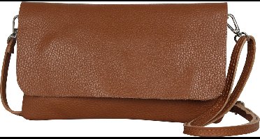 AmbraModa GLX11 - Crossbodytas, Clutch, telefoontas van echt leer met afneembaar en verstelbare schouderriem, passend voor mobiele telefoons en tablets tot 7 inch. Cognac