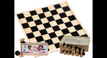 Schaakbord inclusief schaakstukken en damstenen