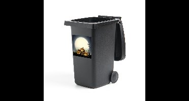 Container sticker Halloween illustratie - Een illustratie van lachende pompoenen tijdens Halloween Klikosticker - 40x40 cm - kliko sticker - weerbestendige containersticker