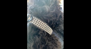 Power Escorts - Super de Luxe - Zilveren steentjes Halsband voor Honden - Nep natuurlijk maar super gaaf - glitter & glamour - must voor iedere stijlvolle design hond - paraderen maar