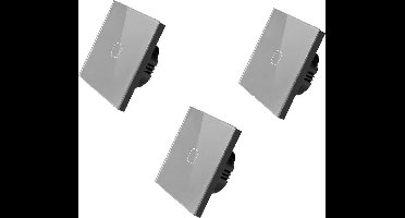 Wand schakelaar Touch 3x Grijs 86mm 3 gehard glas paneel muur Switch lichte aanraking-wegschakelaar AC 90-250 v 400W 2A 3x schakelaar 1 weg