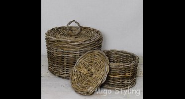 Opbergmand - Badkamer - Kinderkamer - Toiletmand - Rond - Babykamer - Set manden
