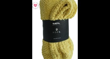 Gusta - Fleece deken / plaid wafel geel patroon